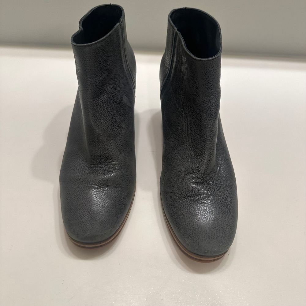Rachel Comey Mars Black Pebbled Leather Ankle Boots Stacked Wood Heel Size 9